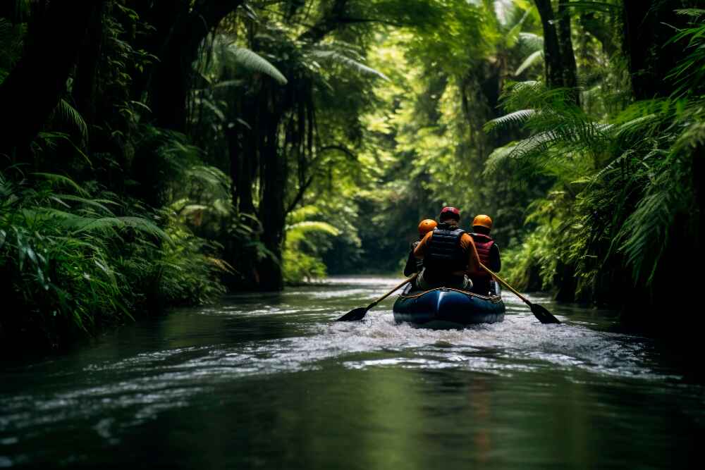 White-water rafting through Sabah rainforest