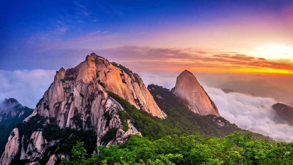 Mountain peaks at sunrise