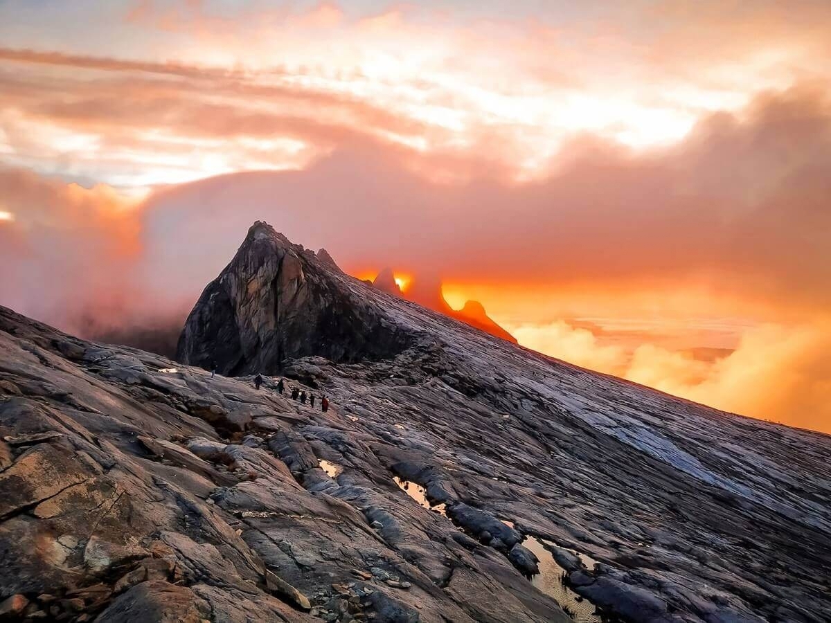 Mount Kinabalu summit at sunrise